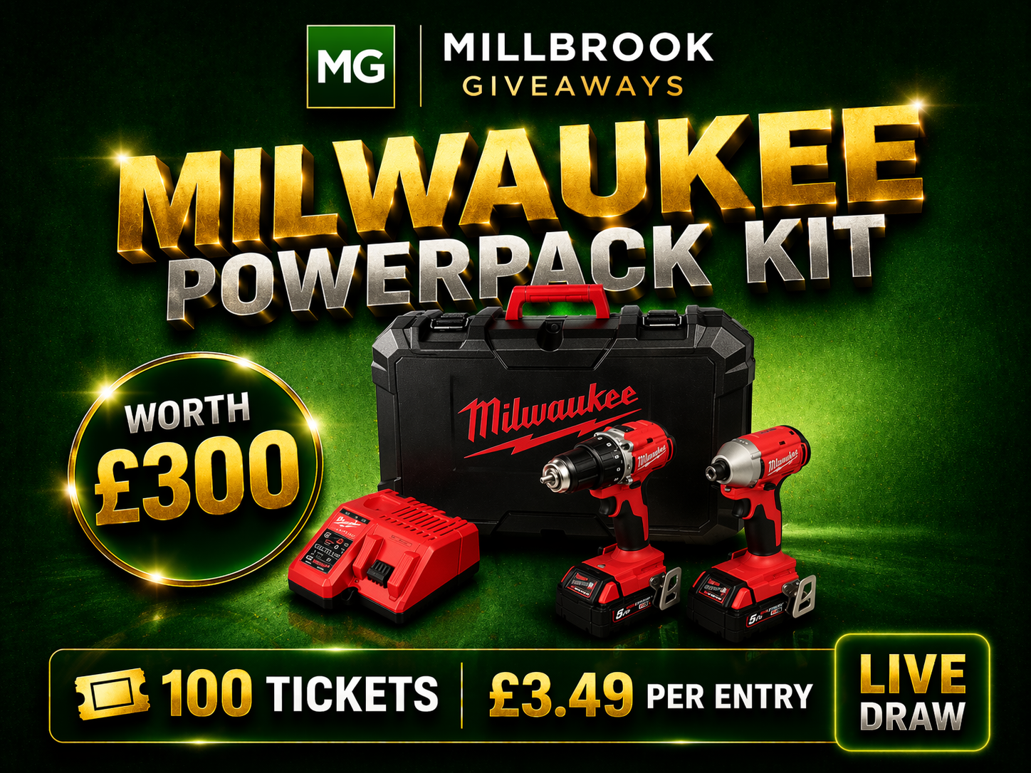 Milwaulkee 2pcs Power Pack Kit